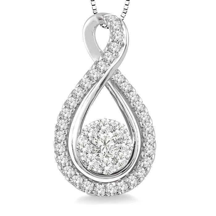 1/2 Ctw Shine Bright Round Cut Diamond Pendant in 14K White Gold with Chain
