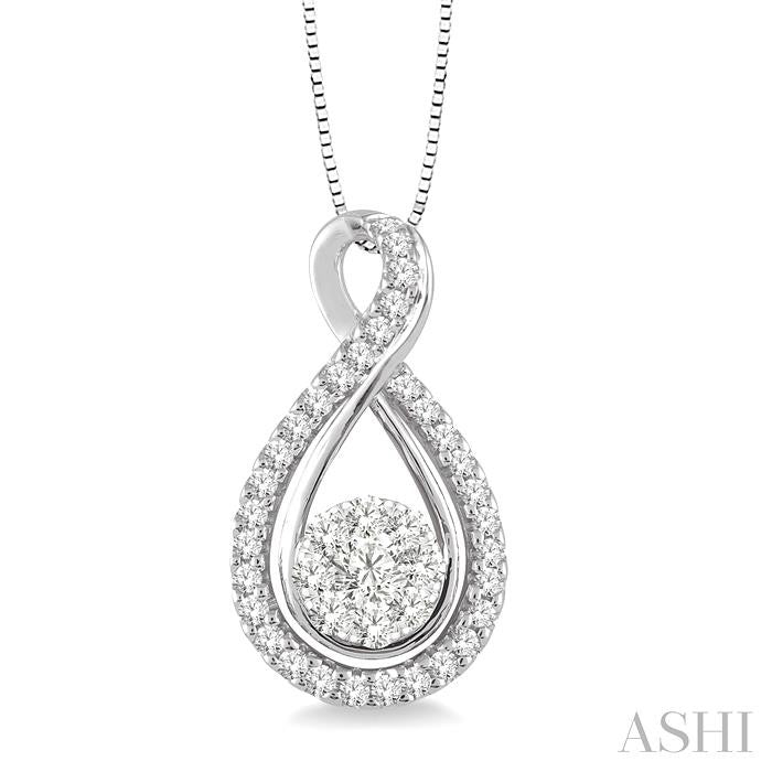 1/2 Ctw Shine Bright Round Cut Diamond Pendant in 14K White Gold with Chain