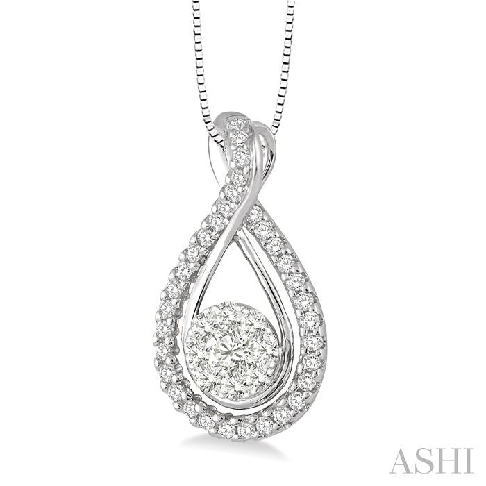 1/2 Ctw Shine Bright Round Cut Diamond Pendant in 14K White Gold with Chain