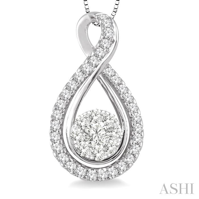 1/2 Ctw Shine Bright Round Cut Diamond Pendant in 14K White Gold with Chain