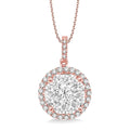 2 Ctw Shine Bright Round Cut Diamond Pendant in 14K Rose and White Gold with Chain