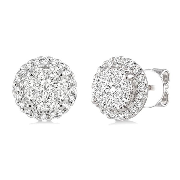 1 Ctw Shine Bright Round Cut Diamond Earrings in 14K White Gold