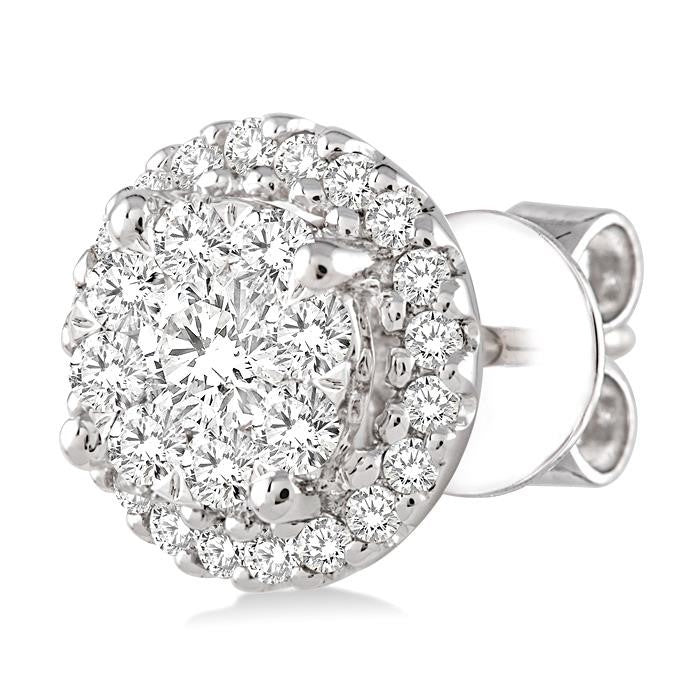 1 Ctw Shine Bright Round Cut Diamond Earrings in 14K White Gold
