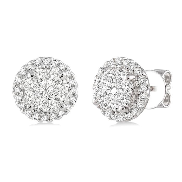 Round Shape Halo Shine Bright Essential Diamond Earrings