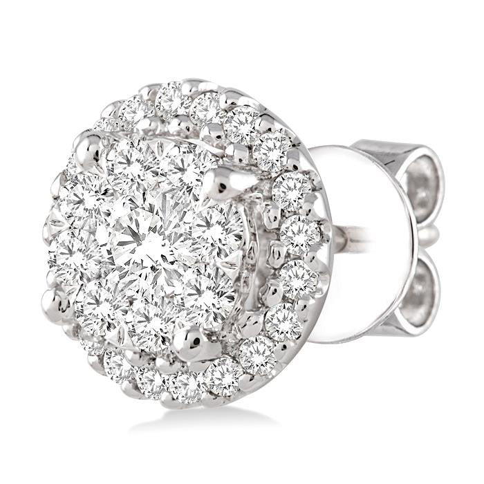 Round Shape Halo Shine Bright Essential Diamond Earrings