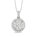 1 Ctw Shine Bright Round Cut Diamond Pendant in 14K White Gold with Chain