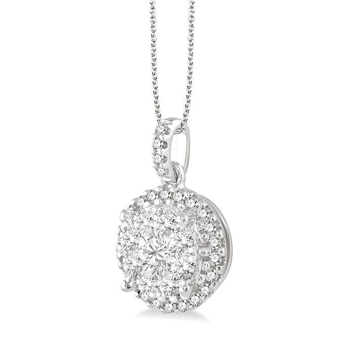 1 Ctw Shine Bright Round Cut Diamond Pendant in 14K White Gold with Chain