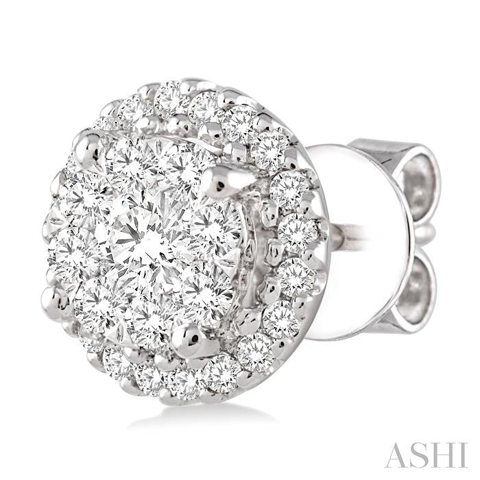 1 Ctw Shine Bright Round Cut Diamond Earrings in 14K White Gold