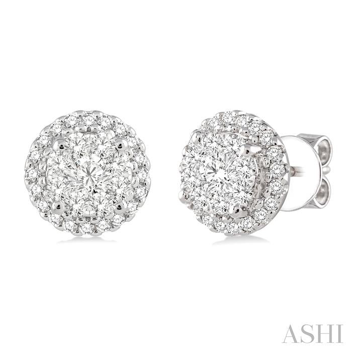 1 Ctw Shine Bright Round Cut Diamond Earrings in 14K White Gold
