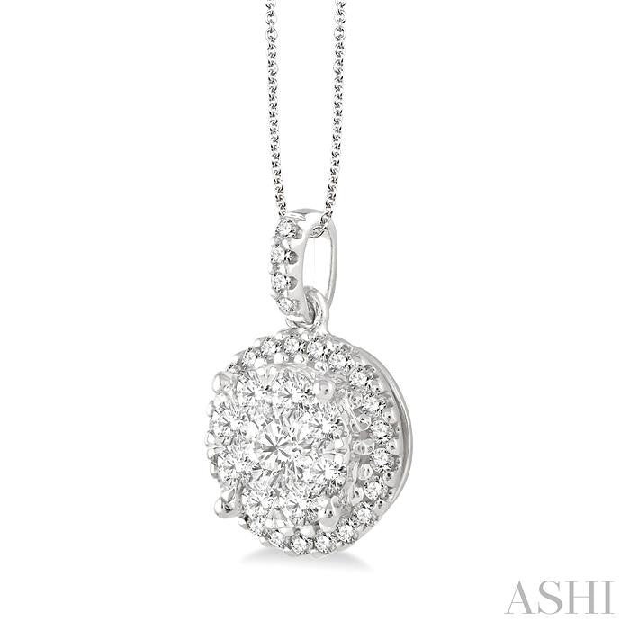 1 Ctw Shine Bright Round Cut Diamond Pendant in 14K White Gold with Chain