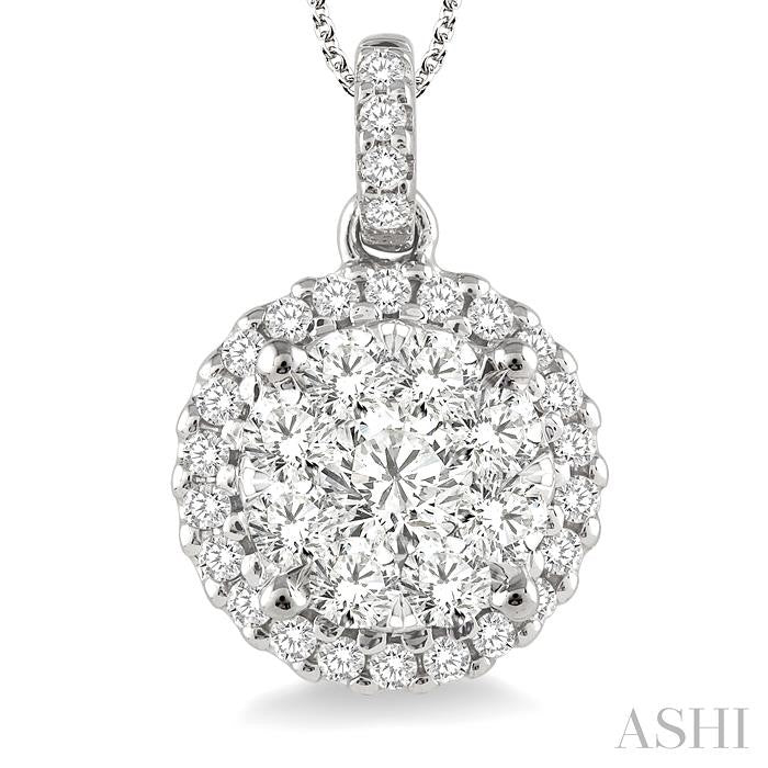 1 Ctw Shine Bright Round Cut Diamond Pendant in 14K White Gold with Chain