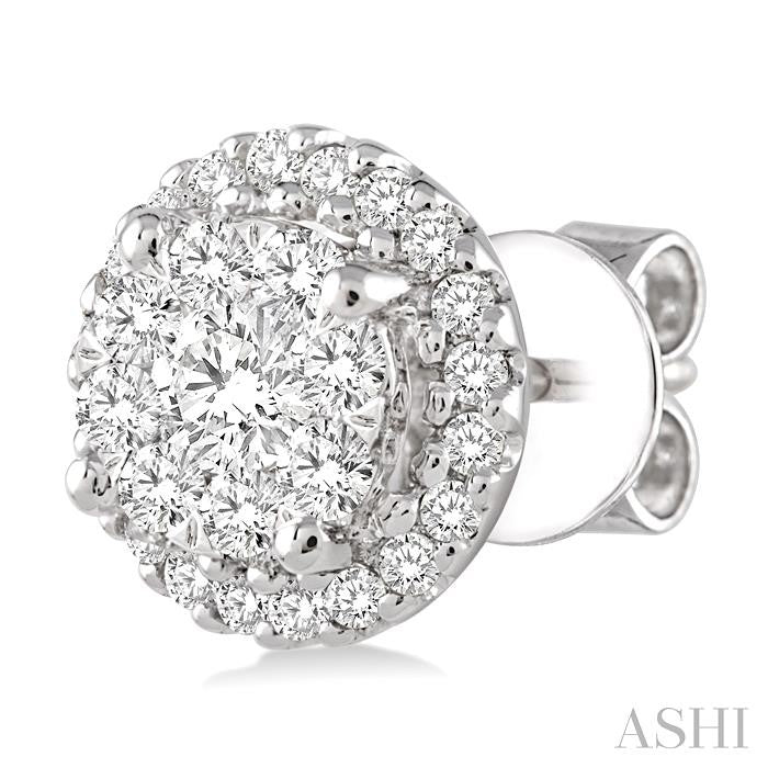1 Ctw Shine Bright Round Cut Diamond Earrings in 14K White Gold
