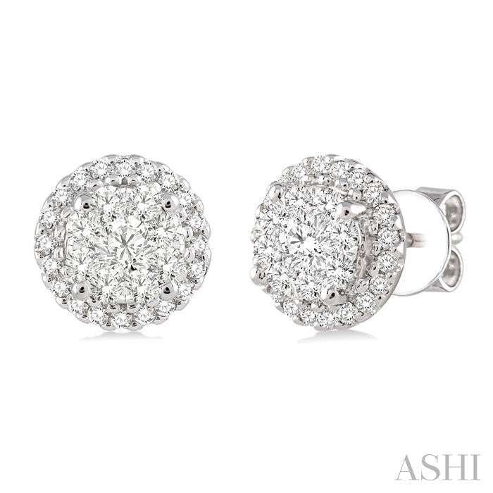 1 Ctw Shine Bright Round Cut Diamond Earrings in 14K White Gold