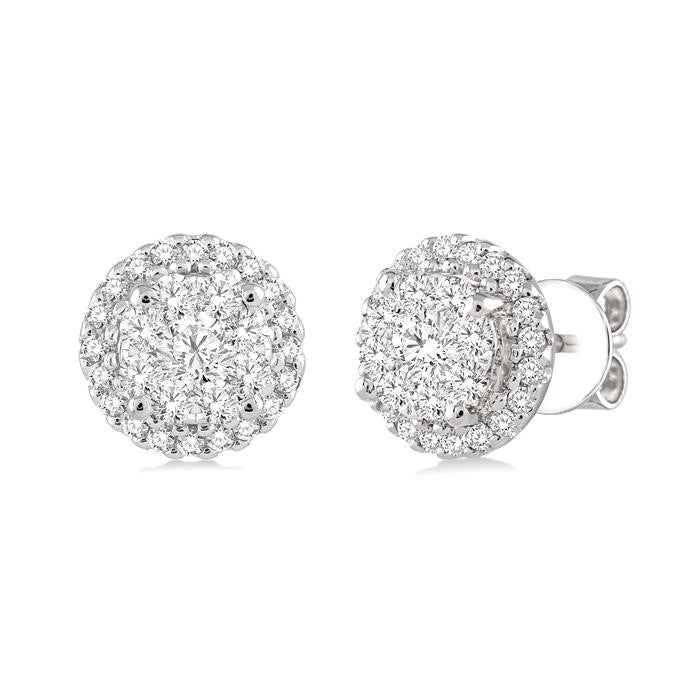 1/2 Ctw Shine Bright Round Cut Diamond Earrings in 14K White Gold