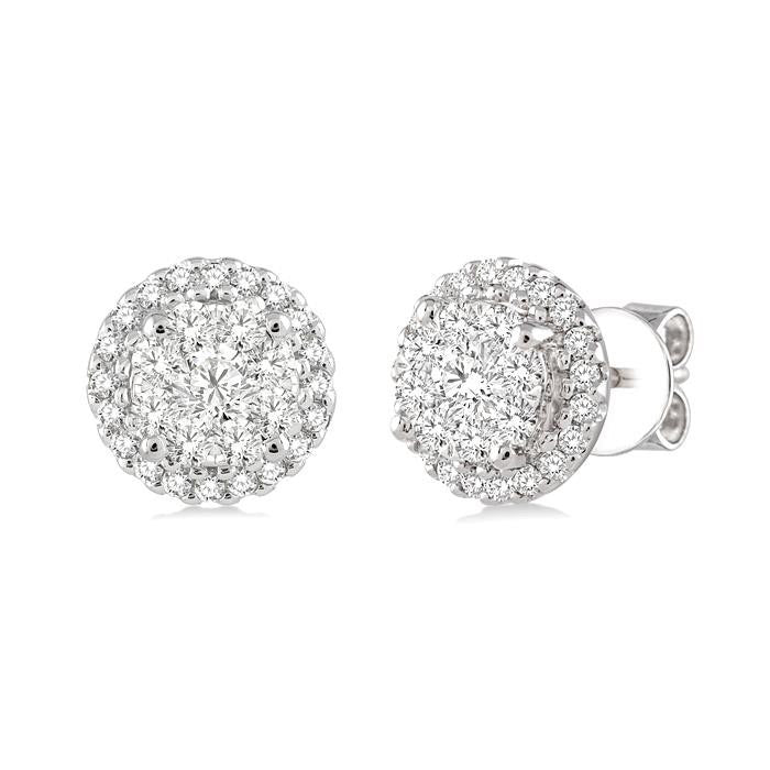 Round Shape Halo Shine Bright Essential Diamond Earrings