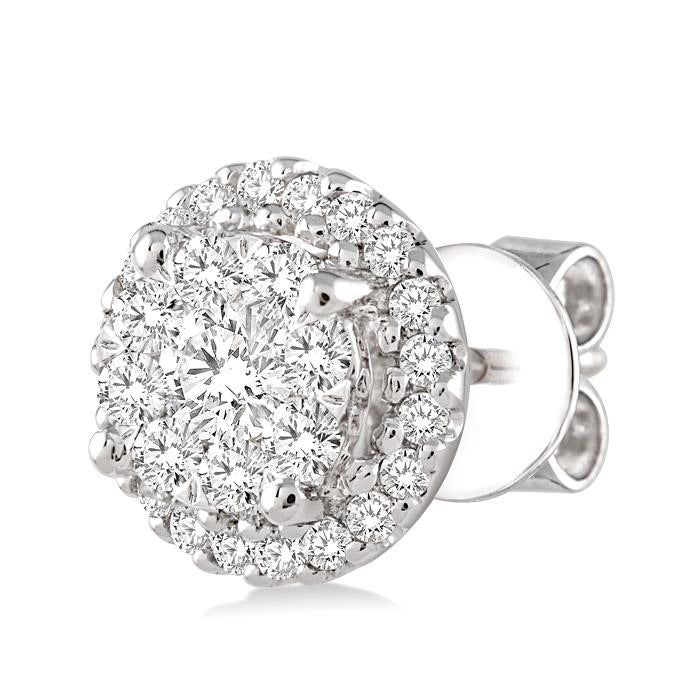 Round Shape Halo Shine Bright Essential Diamond Earrings