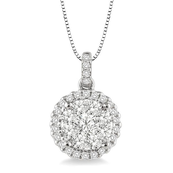 1/2 Ctw Shine Bright Round Cut Diamond Pendant in 14K White Gold with Chain