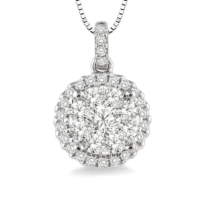 1/2 Ctw Shine Bright Round Cut Diamond Pendant in 14K White Gold with Chain
