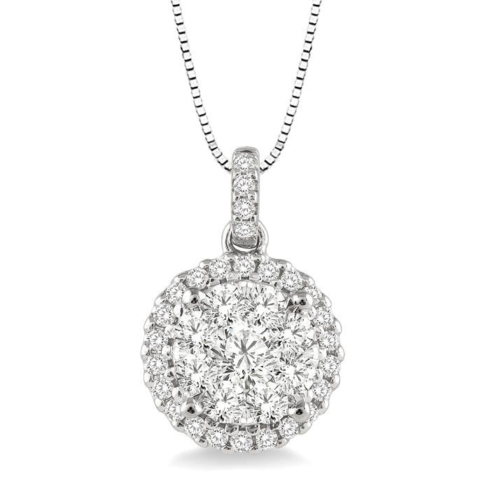 Jasper Echo Round Shape Halo Shine Bright Essential Diamond Pendant