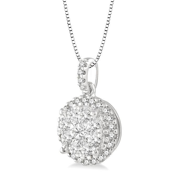 Jasper Echo Round Shape Halo Shine Bright Essential Diamond Pendant