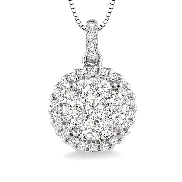 Jasper Echo Round Shape Halo Shine Bright Essential Diamond Pendant