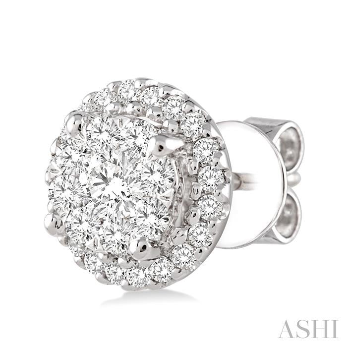 1/2 Ctw Shine Bright Round Cut Diamond Earrings in 14K White Gold