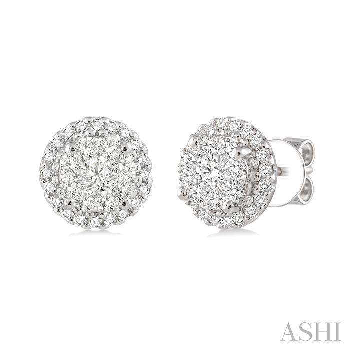 1/2 Ctw Shine Bright Round Cut Diamond Earrings in 14K White Gold