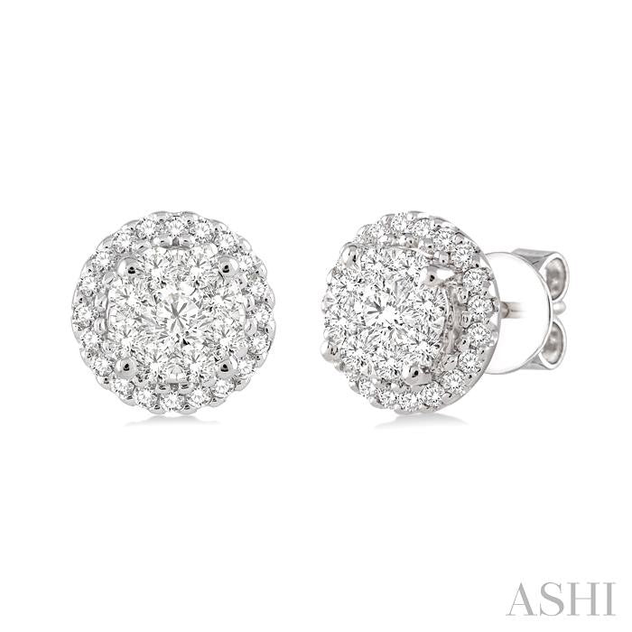1/2 Ctw Shine Bright Round Cut Diamond Earrings in 14K White Gold