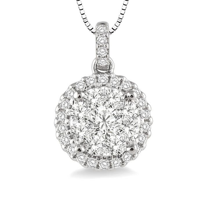 Zenith Juno Round Shape Halo Shine Bright Essential Diamond Pendant