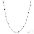 2.4 MM Round Shape Sapphire and 7/8 Ctw Round Cut Diamond Precious Station Necklace in 14K White Gold