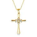1/6 Ctw Baguette and Round Cut Diamond Cross Pendant in 14K Yellow Gold with Chain