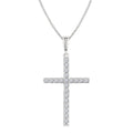 1/4 Ctw Round Cut Diamond Cross Fashion Pendant With Chain in 14K White Gold