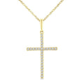 1/10 Ctw Round Cut Diamond Petite Cross Fashion Pendant With Chain in 10K Yellow Gold