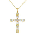 1/3 Ctw Geometric Cross Fusion Baguette and Round Cut Diamond Fashion Pendant With Chain in 14K Yellow Gold