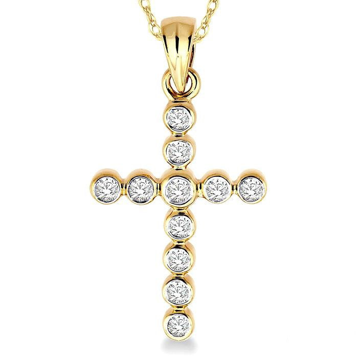 Cross Bezel Set Diamond Fashion Pendant