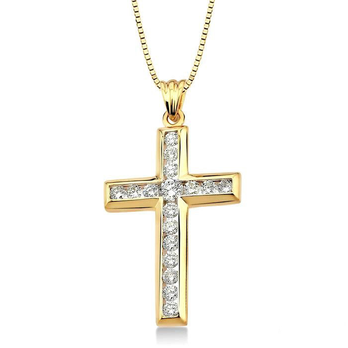 Sabine Majesty Channel Set Cross Diamond Fashion Pendant