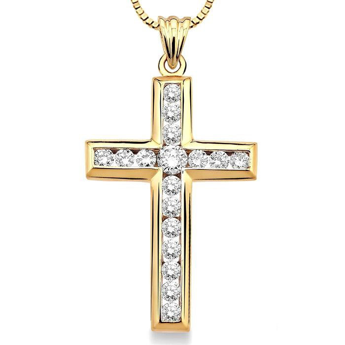 Sabine Majesty Channel Set Cross Diamond Fashion Pendant