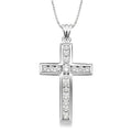 1 Ctw Round Cut Diamond Cross Pendant in 14K White Gold with Chain