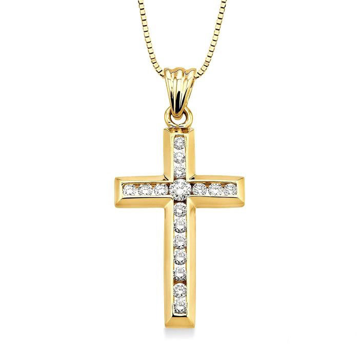 Dione Ophelia Channel Set Cross Diamond Fashion Pendant