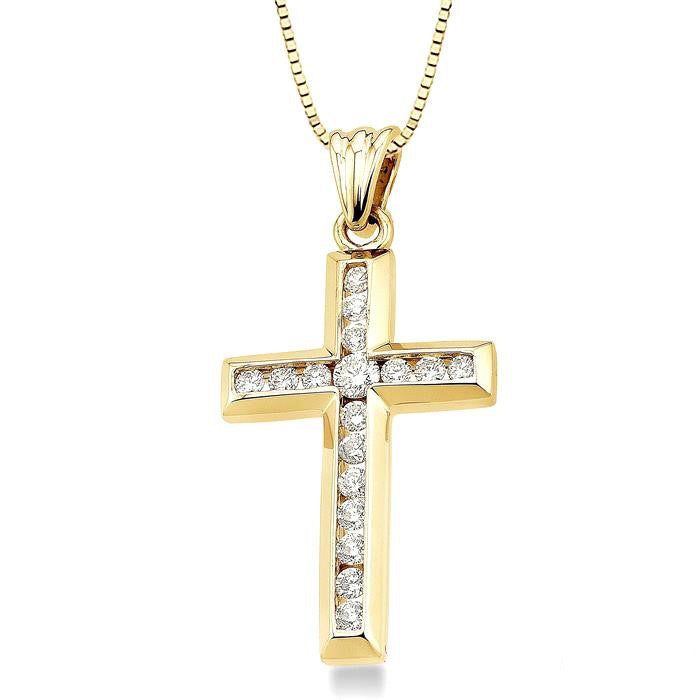 Dione Ophelia Channel Set Cross Diamond Fashion Pendant