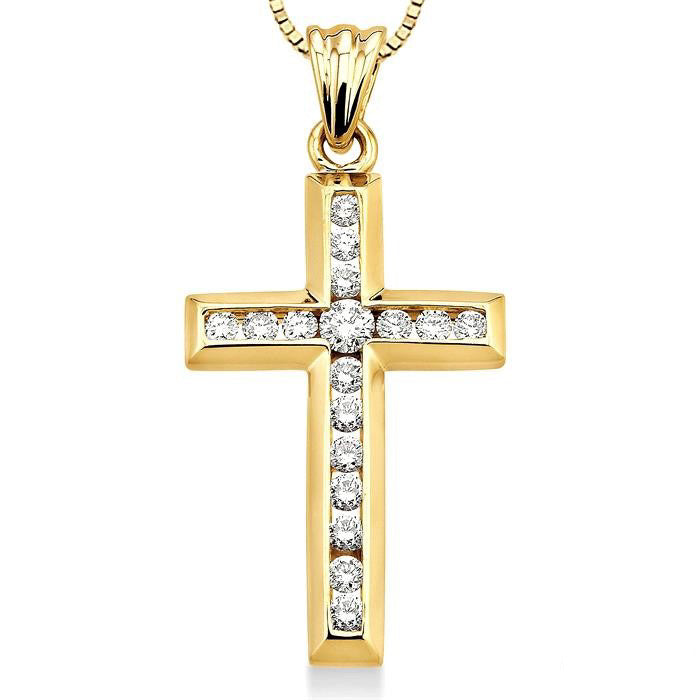 Dione Ophelia Channel Set Cross Diamond Fashion Pendant