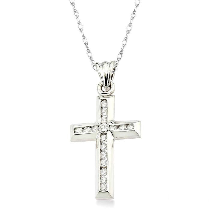 Tansy Isolde Channel Set Cross Diamond Fashion Pendant