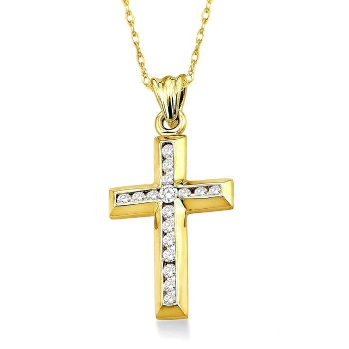 Felina Sonata Channel Set Cross Diamond Fashion Pendant
