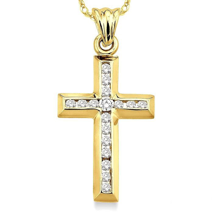 Felina Sonata Channel Set Cross Diamond Fashion Pendant