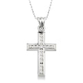 1/4 Ctw Round Cut Diamond Cross Pendant in 10K White Gold with Chain