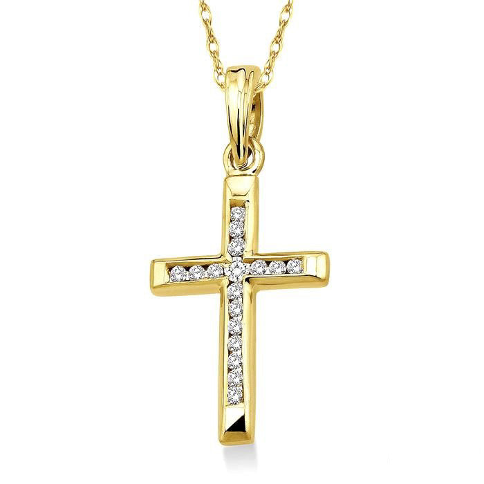 Sabine Kaia Channel Set Cross Diamond Fashion Pendant