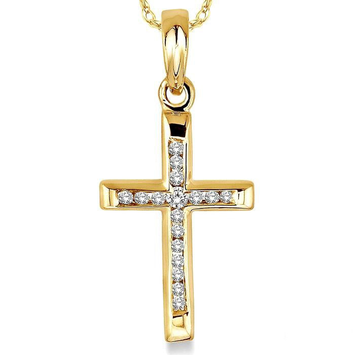 Sabine Kaia Channel Set Cross Diamond Fashion Pendant
