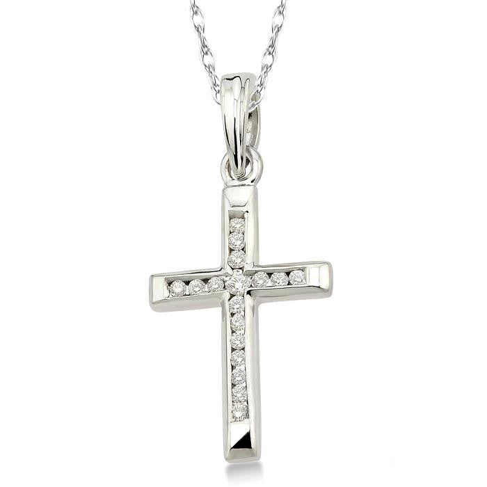 Channel Set Cross Diamond Fashion Pendant