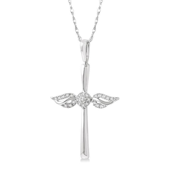 Angel Wings Cross Petite Diamond Fashion Pendant