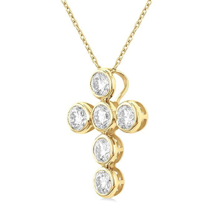 Freya Quiana 6 Stone Bezel Cross Diamond Fashion Pendant